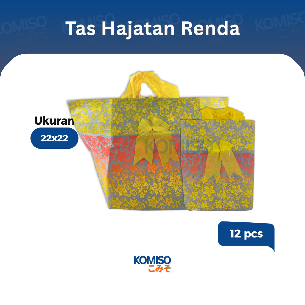 

(12 pcs) Tas Hajatan Renda Batik Pita Tebal Kaku Kain Spundbond / Tas Nasi Box Ukuran 22cm