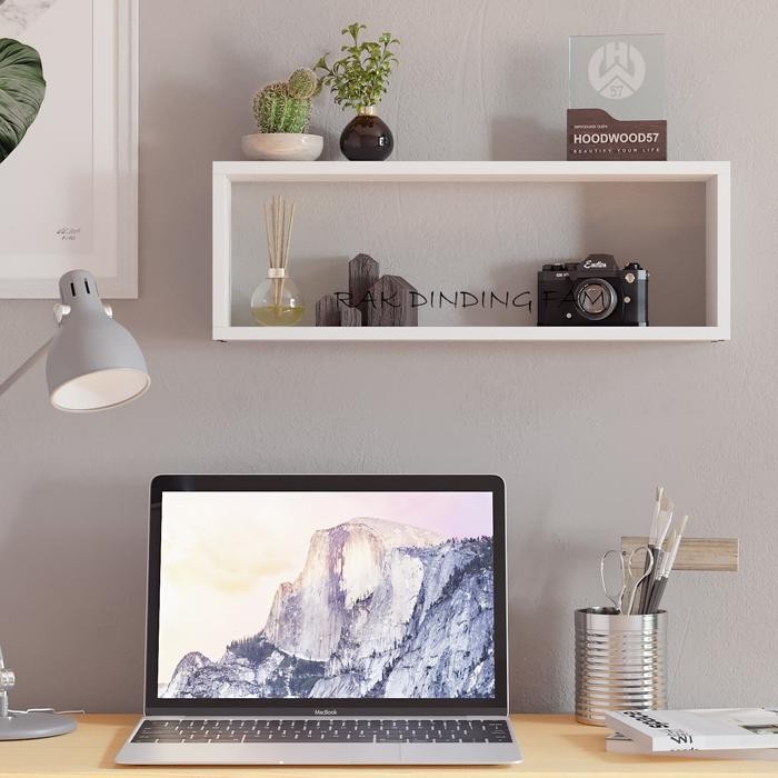 Promo Rak Dinding Minimalis Ambalan Persegi Panjang Hiasan Rumah Model Tempel Tembok 047A - Hitam Te