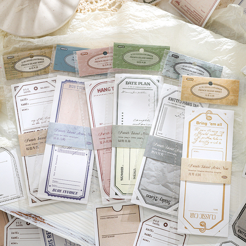 

20pcs Retro Symmetry Tearable sticky note paper DIY Handbook Material Scrapbooking Label Diary Journal Planner