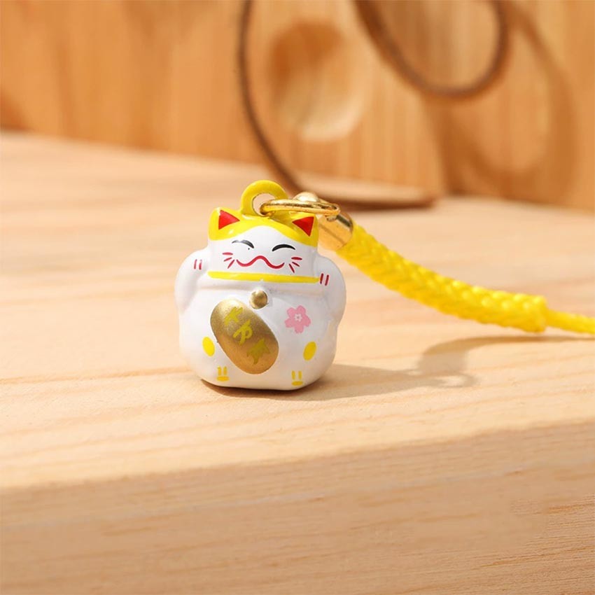 Gantungan Kunci Maneki Neko Lonceng Kartun Lucky Cat Keychain Bag Charm