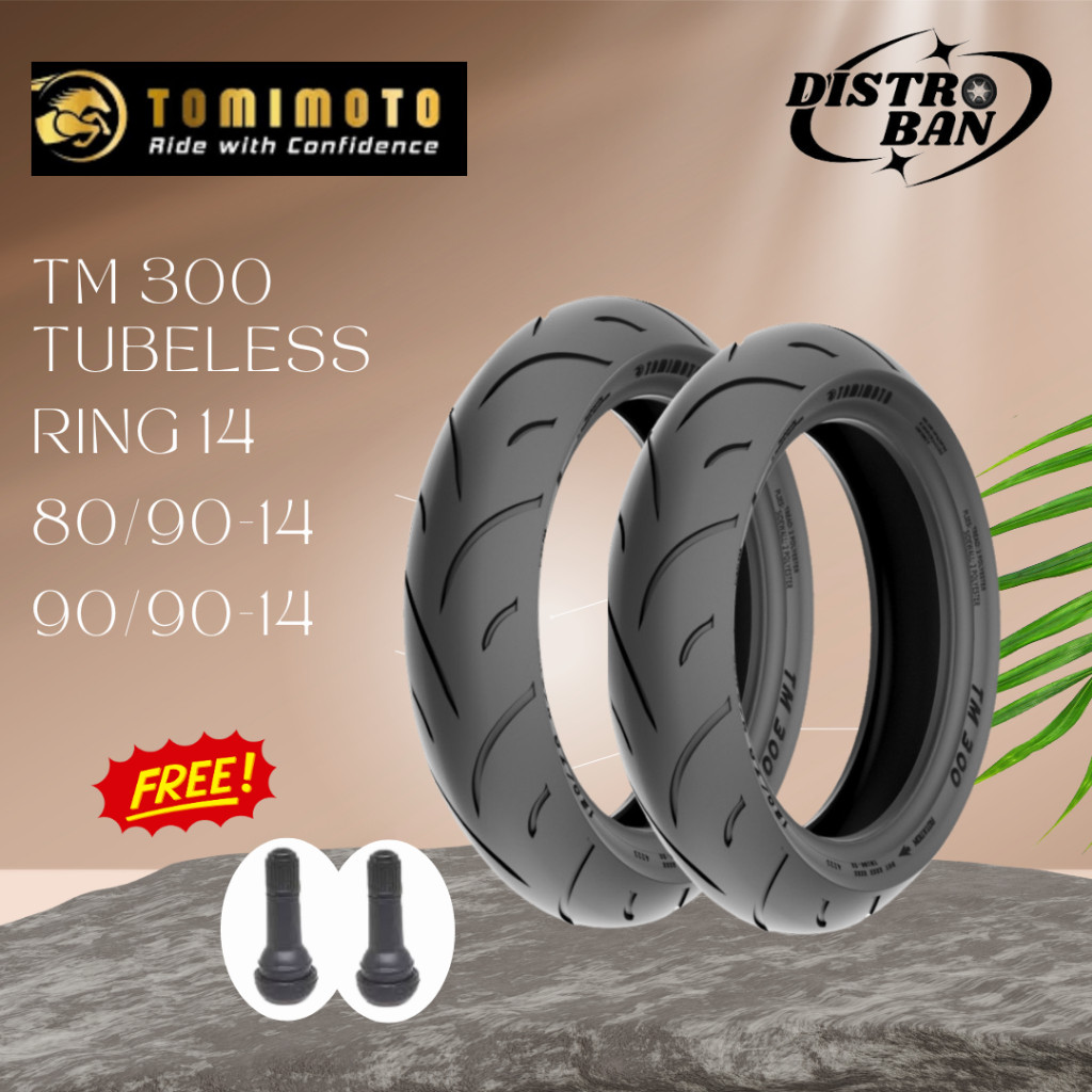 Ban Satuan/sepasangTomimoto TM300 Ban Donat Tubeless 80/90 & 90/90 Ring14 Matic Vario Beat Scoopy