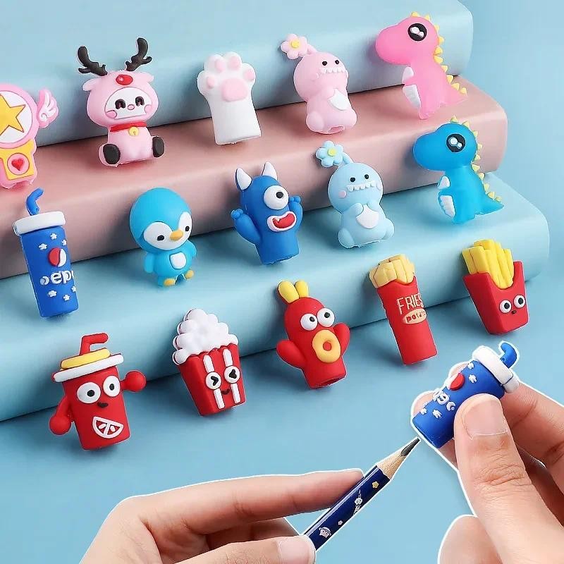 

5/6pcs Cute Pencil Cap Silicone Touch Pen Cover Kawaii Pencil Extender Korean Stationery Kids Gifts School Office Supplies