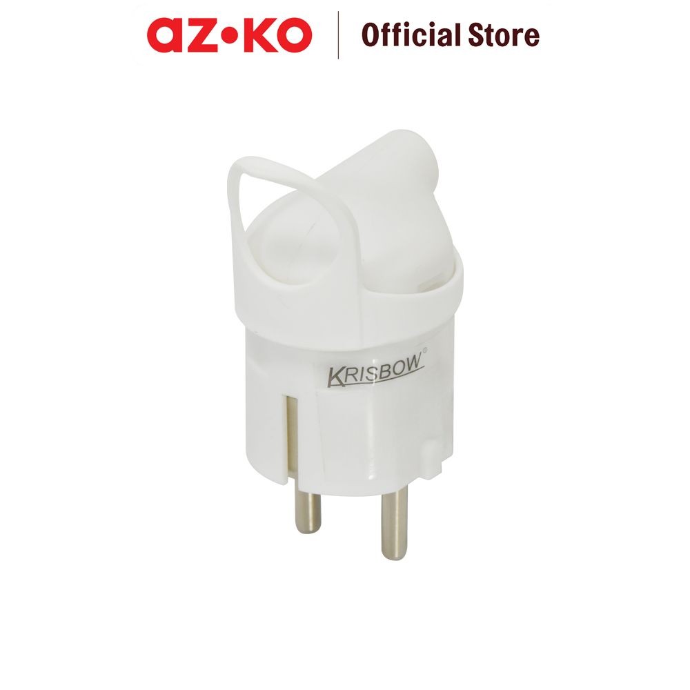 AZKO Krisbow Kepala Steker Arde Dengan Pengait - Putih Kepala Colokan Listrik Plug Steker Head Cable