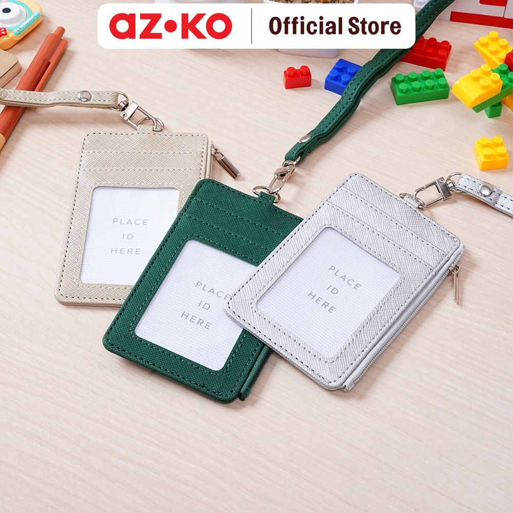 

AZKO Ataru Holder Id Card Dengan Ritsleting - Silver Lanyard Tanda Pengenal Serbaguna Tali Leher Dengan Pelindung Kartu Id Name Tag Wallet