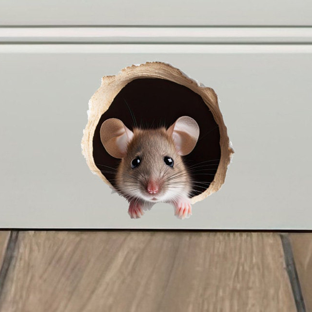 

Cute Peek a Boo Mouse Wall Decal Sticker Mouse hole Adorable Wall Decor for Baseboards Playful Wall Art for Kids Room Nursery