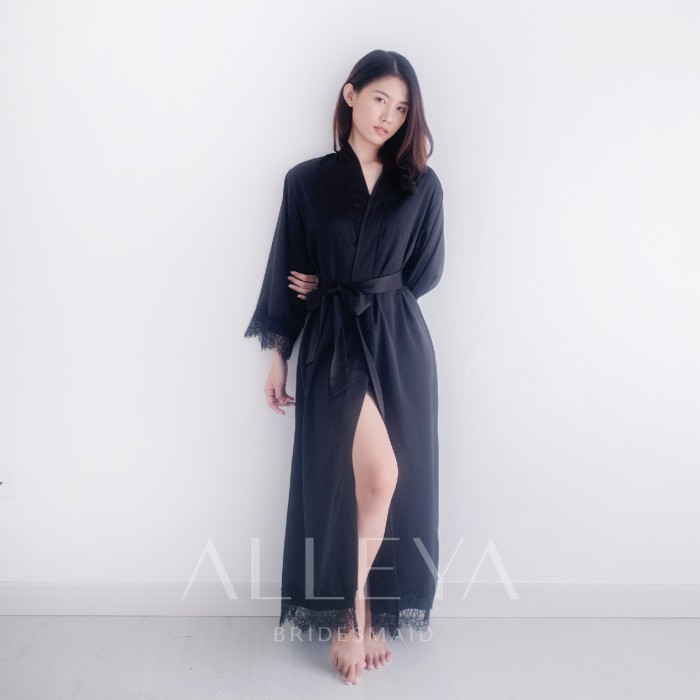 ✨LARIS✨ -Maxi Aster Robe | Kimono Bride - Bridesmaid Hijab & Non Hijab - Black
