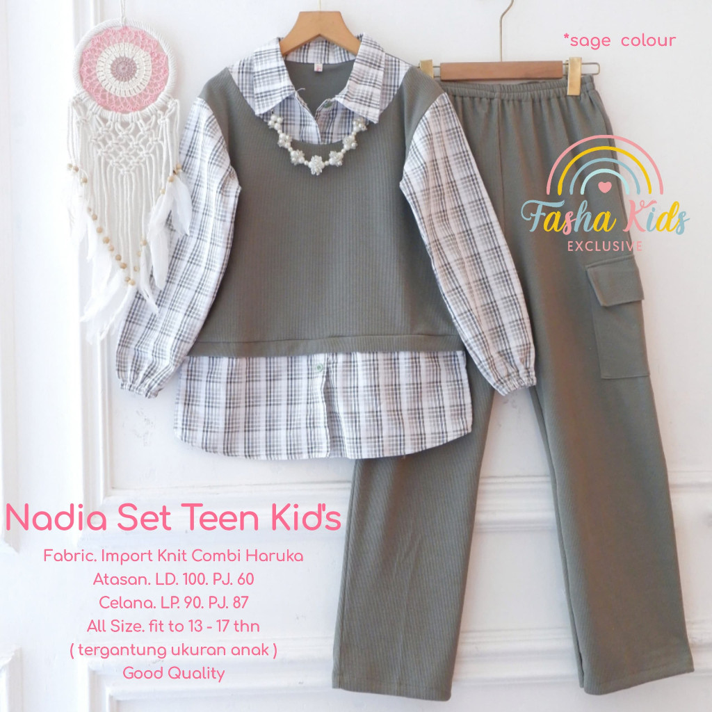LMC74 Shopakids Nadia Evalia Aliya Set Kids Setelan Anak Perempuan Blus Knit & Celana Panjang Fasha 