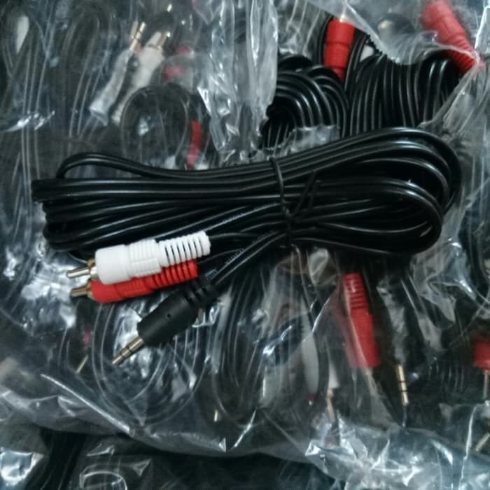 KABEL STEREO AUX RCA 1 ke 2 cable Speaker laptop hp 3 METER MULTIMEDI