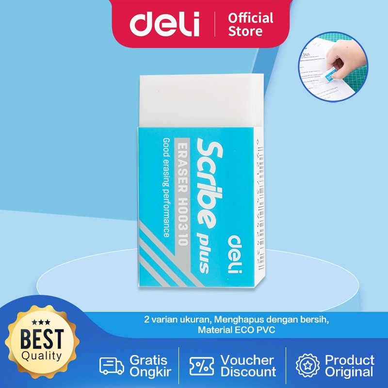 

Deli Penghapus Eraser Scribe 40 22 12mm Bersih Clean Putih White EH00310