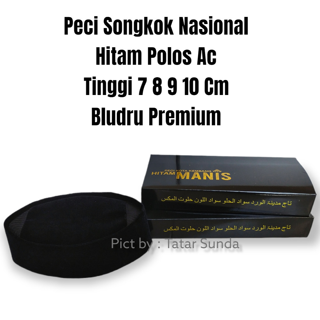 Terbaru Songkok Dewasa Cap Manis Hitam Polos Bludru Halus Tebal Tinggi 7 8 9 10 cm Peci Manis Bandun