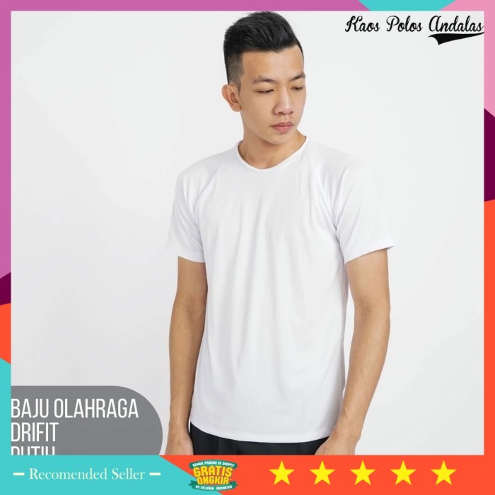 Pakaian Olahraga Pria Wanita Murah Ketat Keren /KAOS POLOS DRYFIT BAJU OLAHRAGA JERSEY POLOS PUTIH -