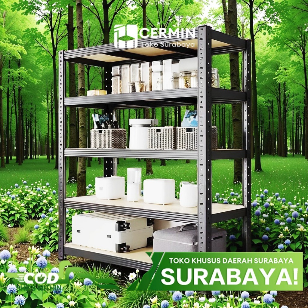 【Surabaya Express】Rak Besi Siku 6 Susun Rak gudang Serbagun Rak Gudang 6 Susun Rak Besi Adjustable 1