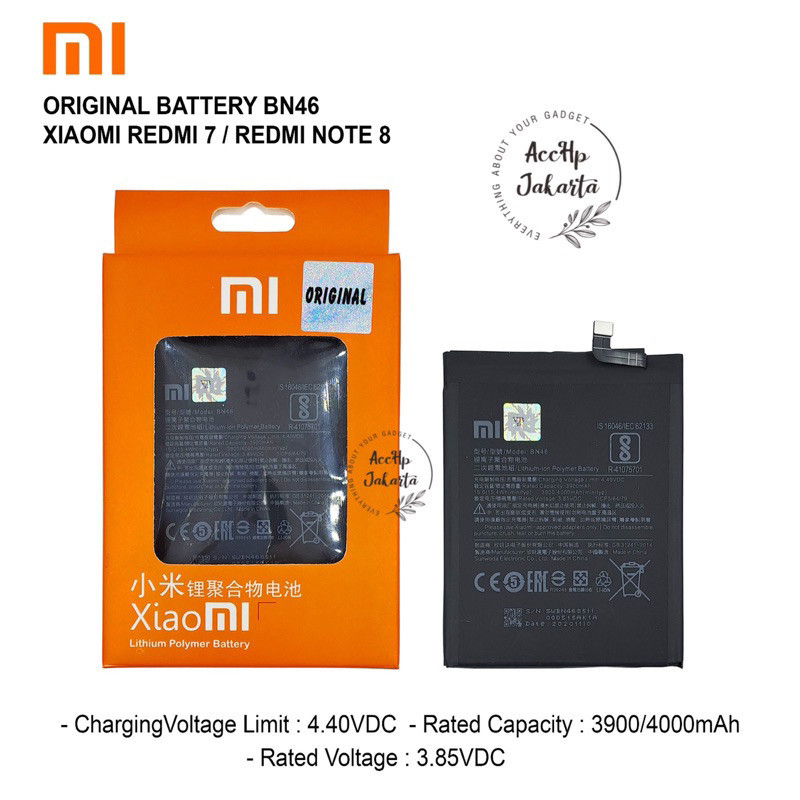 Baterai Batre Xiaomi Redmi Note 8 BN 46 Original 100% Distributor / Batrei Batrai Battery Bn46 Garan