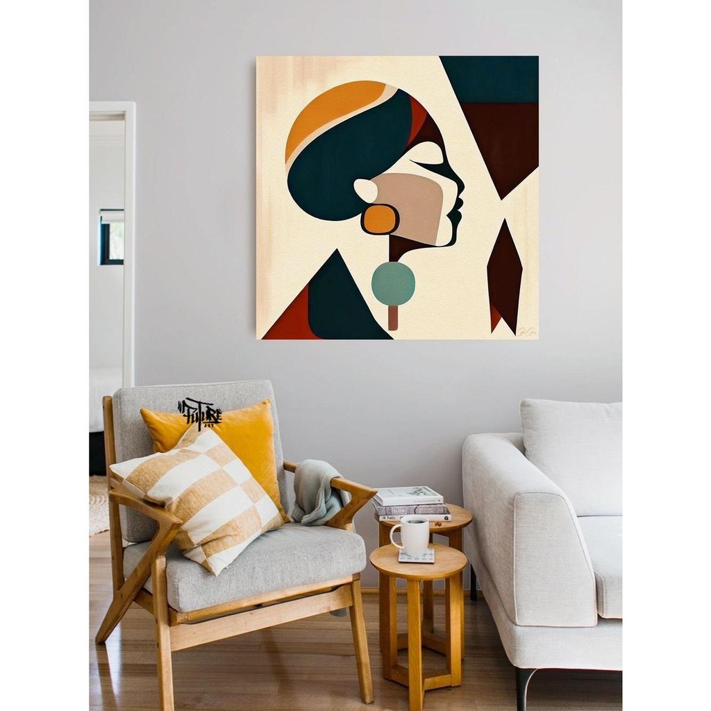lukisan siluet wajah wanita hiasan dinding modern - future art painting