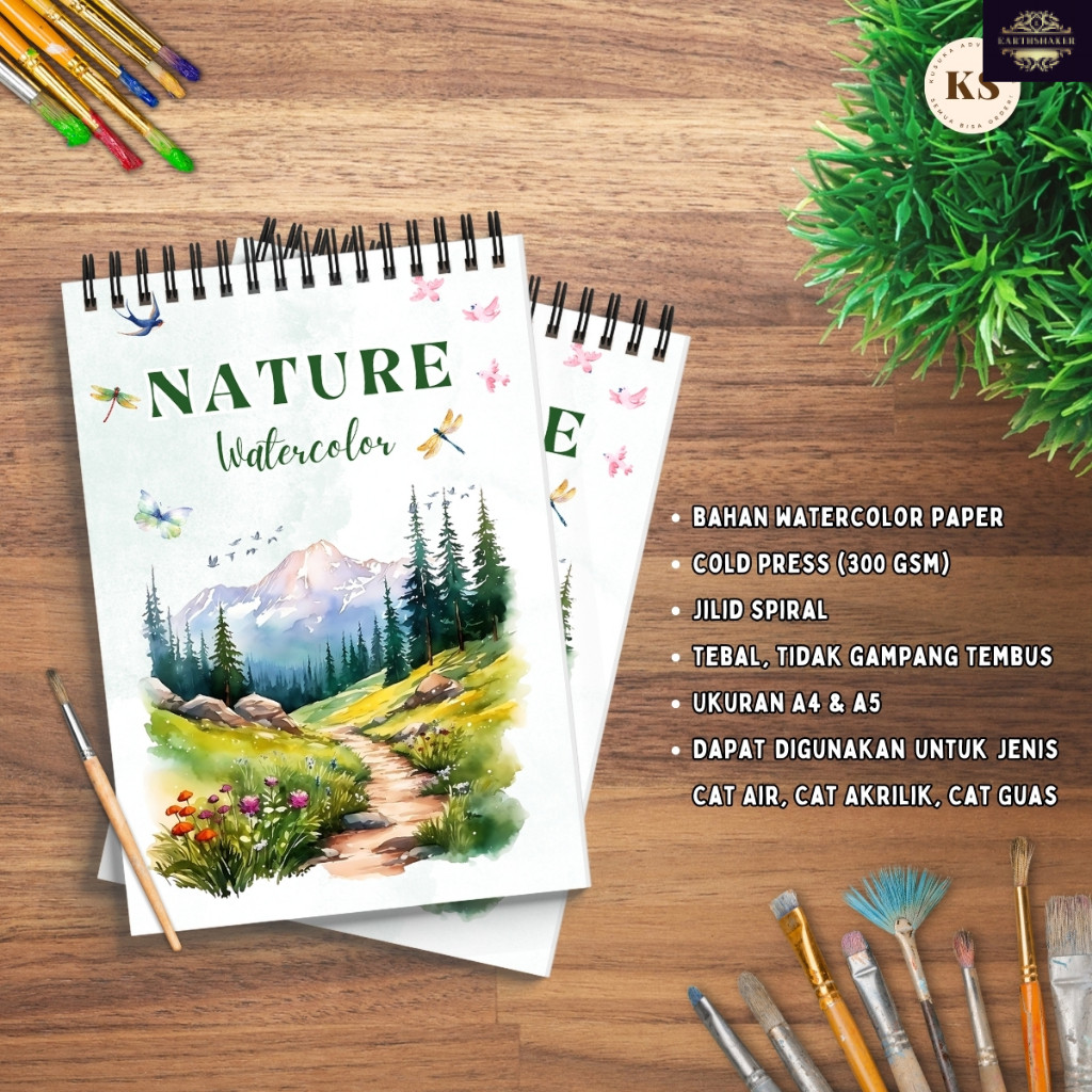 

WATERCOLOR BOOK TEMA NATURE COLD PRESS 300GSM Buku Sketsa Mewarnai Aesthetic Dewasa Remaja Ukuran A4 A5