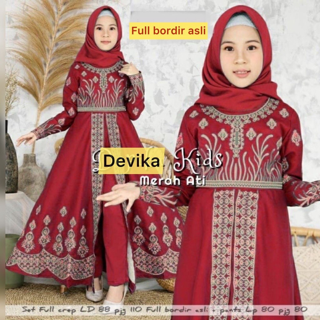 yr52nj Baju Gamis Anak Perempuan ( DIJAMIN FOTO ASLI ) Set Gamis Anak Model India Full Bordir Asli B