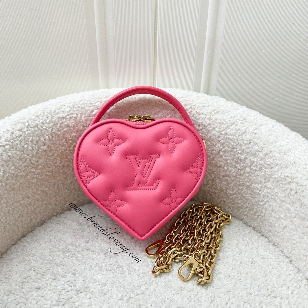 (Pre-loved) LV KeepMyHeart Bag in Neon Pink Debossed Monogram Calfskin and GHW