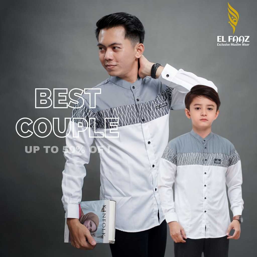 VBN85 Baju Koko Couple Ayah Anak Laki Laki warna Putih Lengan Panjang Bahan Toyobo Import Terbaru 20