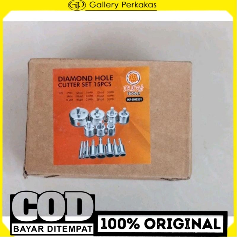 MATA BOR KACA SET 15 PCS DIAMOND HOLESAW MATA BOR KACA KRAMIK GRANIT
