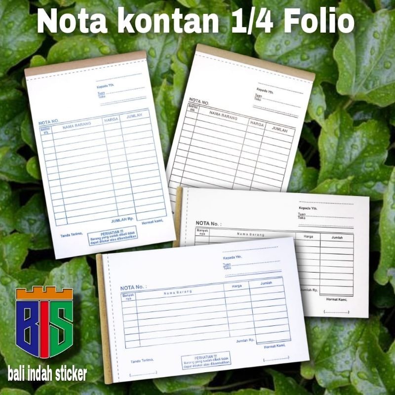 

NOTA KONTAN 1/4 FOLIO 2 PLY & 1 PLY