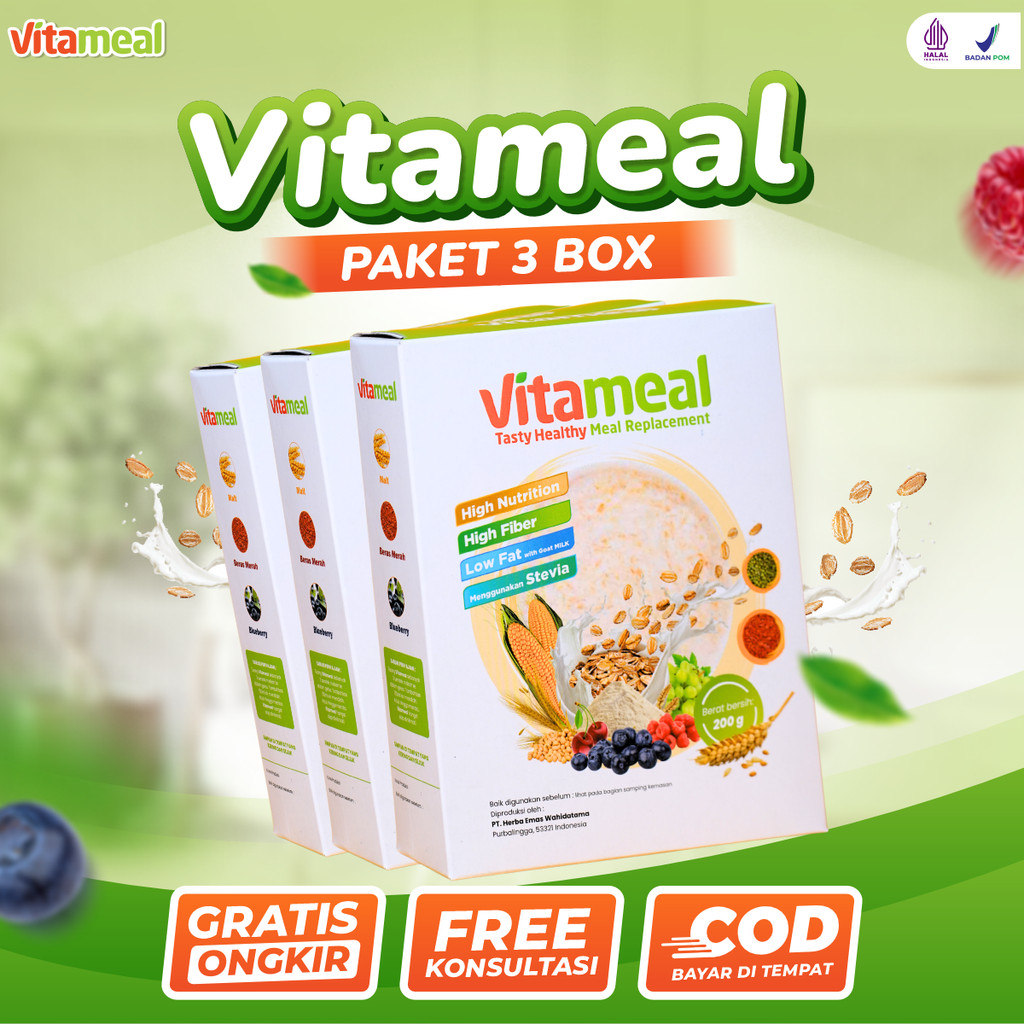 

Vitameal Original Obat Untuk Diet Ampuh Obat Oat Kolesterol Multigrain Untuk Diabetes Susu Asam Lambung 3 BOX