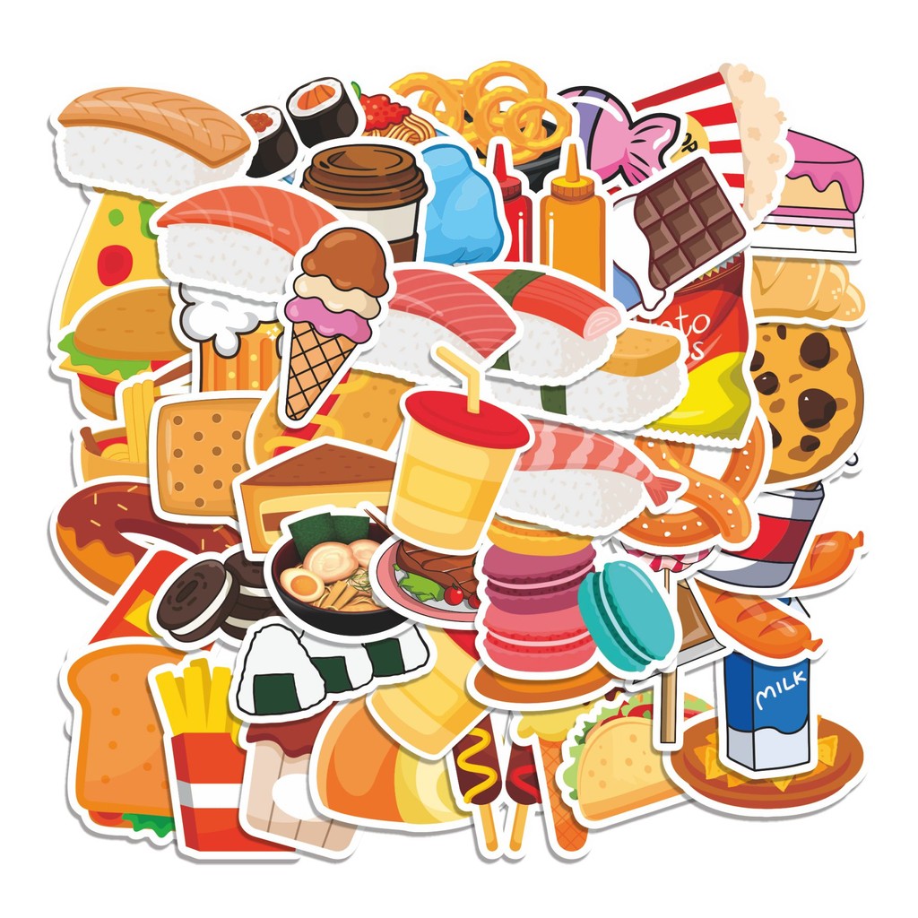 

COD 50 Pcs Stiker FOOD Lucu Anti Air Untuk Dekorasi Notebook Sepeda Skateboard Handphone