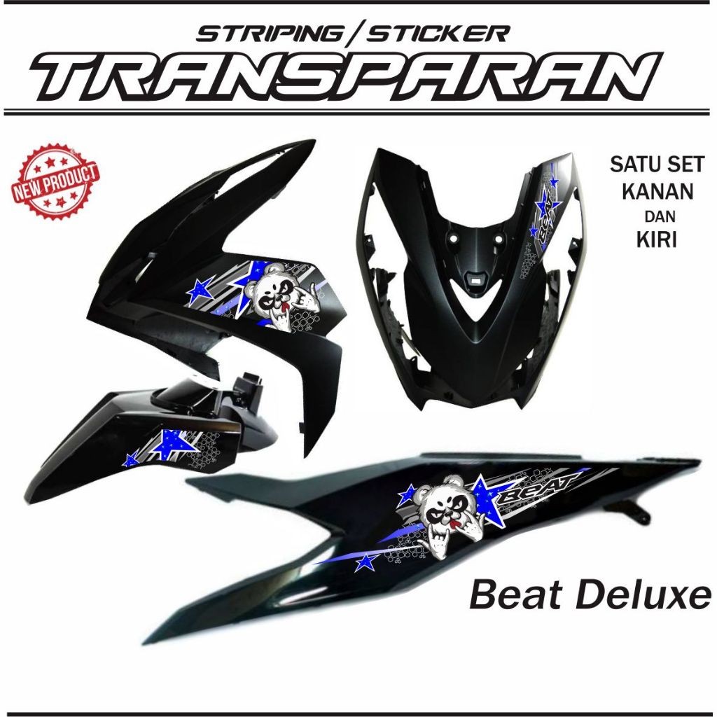 VARIASI STIKER MOTOR BEAT DELUXE / STRIPING TRANSPARAN BEAT NEW ISS STIKER KEREN