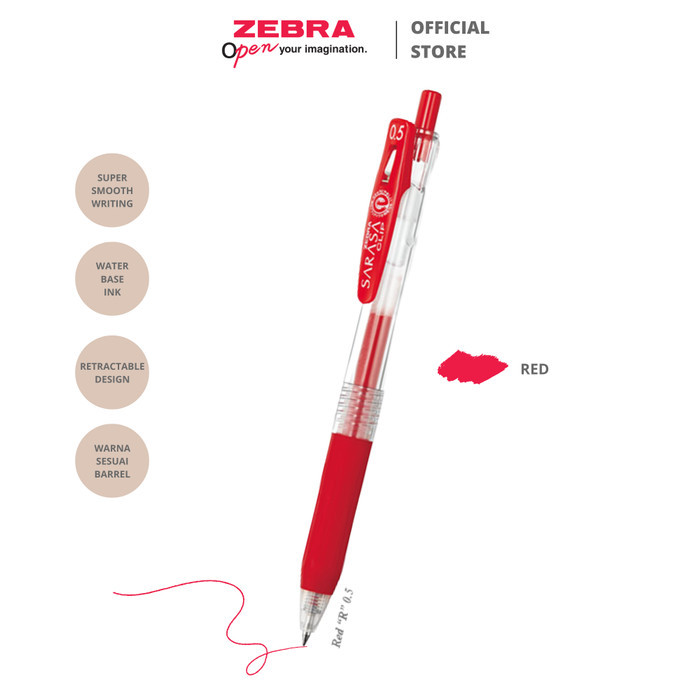 

TERMURAH Zebra Gel Pen Pulpen Sarasa Clip - 0.5 mm - Merah