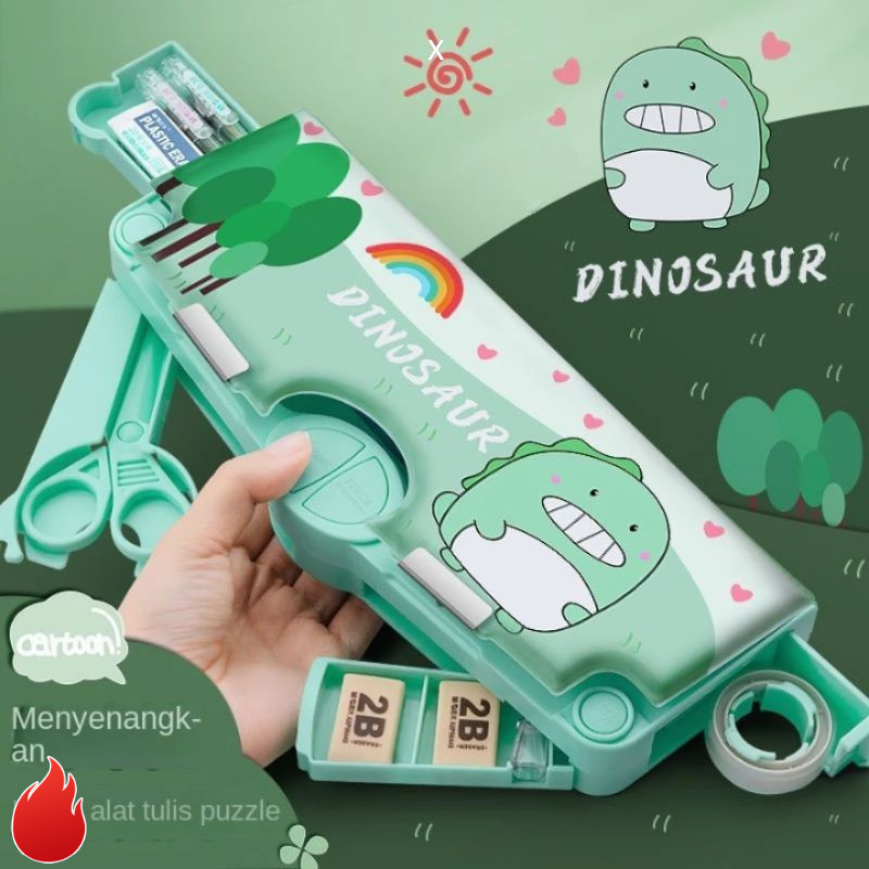 

【READY STOCK】 Tempat Pensil Multifungsi Motif Untuk Anak Kotak Pensil Pola Kartun Lapisan Ganda dan Tunggal dengan Rautan Kapasitas