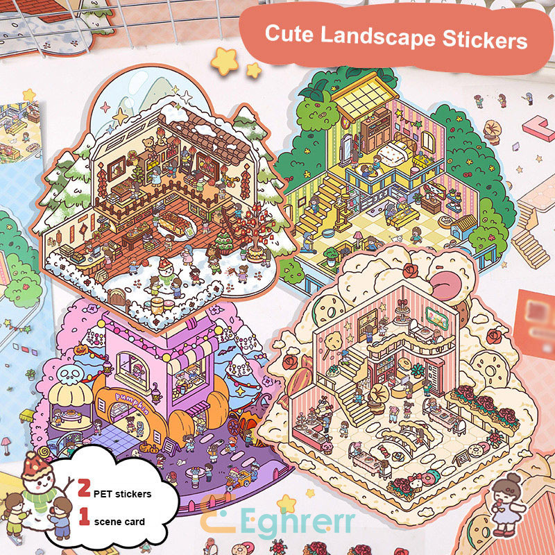 

COD Stiker Kolase Adegan Miniatur 3D Kreatif Stiker Pemandangan DIY Stiker Dekompresi Kartun