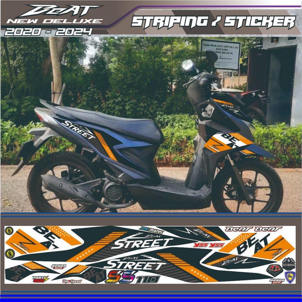 Striping stiker motor beat new deluxe variasi street stiker beat baru iss deluxe striping MOTIF KERE
