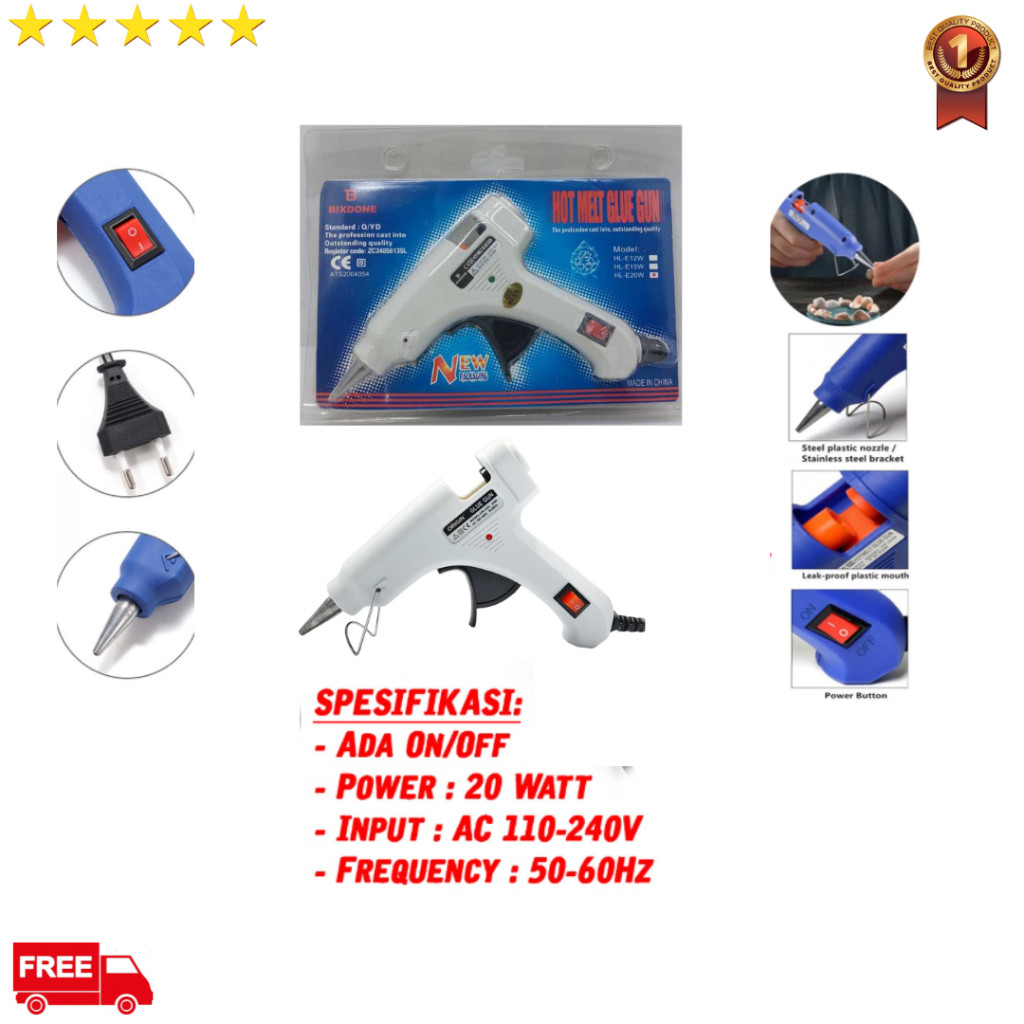 

Alat Lem Tembak - Glue Gun Kecil FCC 20 Watt On/Off / N K