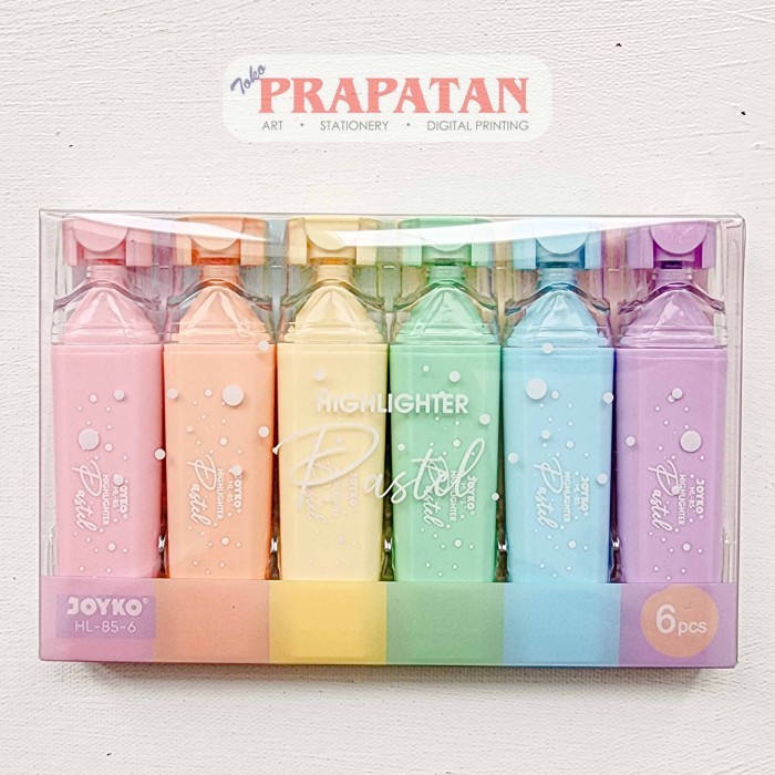 

Joyko HL-85~86 Highlighter Glitter Pastel Set 6 | Penanda Warna - HL-85-6 PASTEL