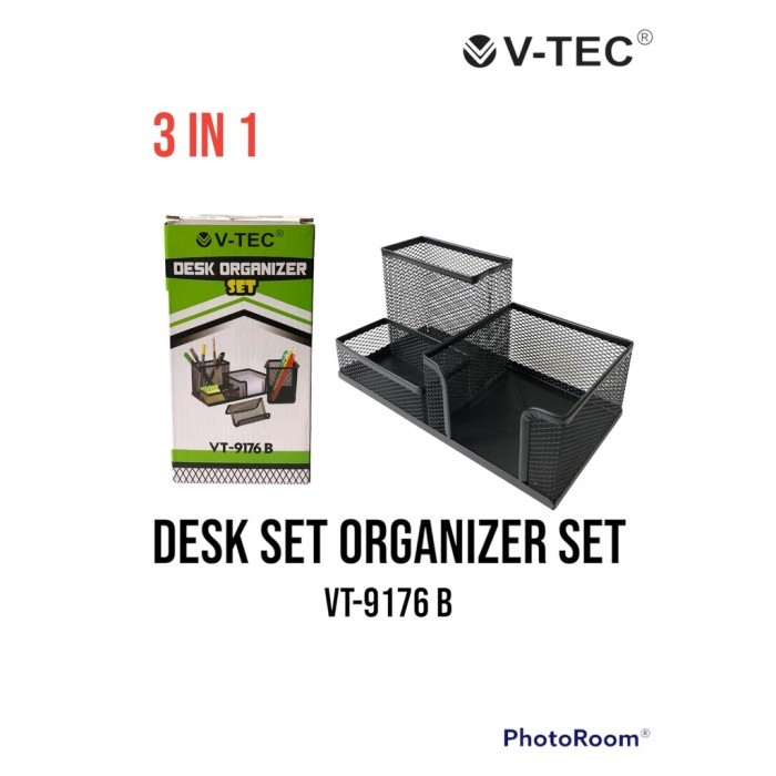 

Desk Organizer Set 3 in 1 V-Tec VT-9176/B Memo Tempat Pensil Pen Stand