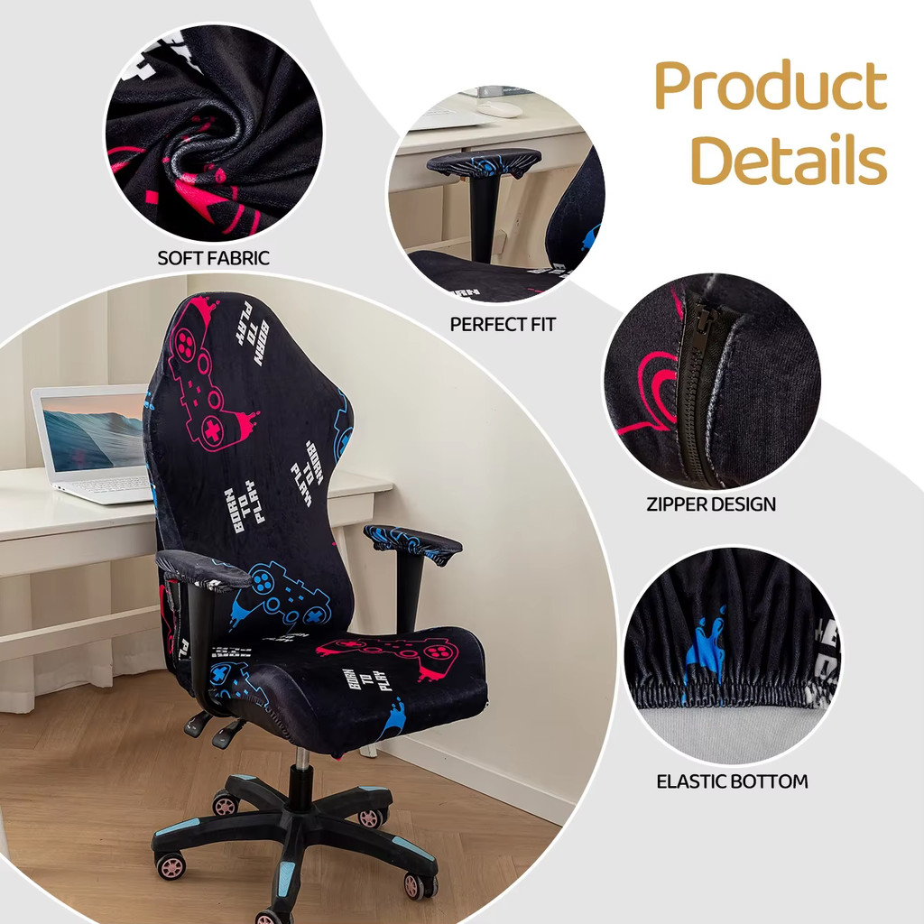 4pcs/set Gaming Chair Cover Waterproof Chair Cover Computer Chair Slipcovers Anti-dirty Rotating Gam
