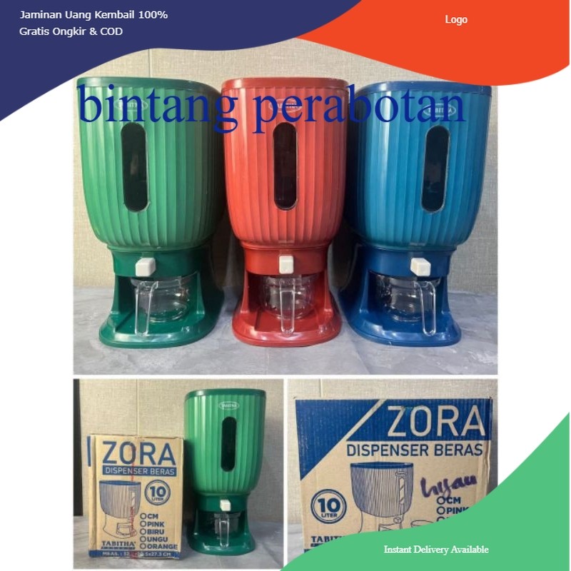 BP Dispenser Beras Zora 10 Liter Tabitha / Dispenser Beras 10 Liter Tabitha Zora