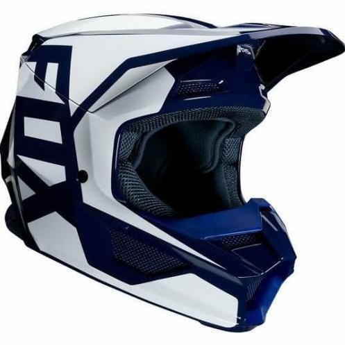 HELM FOX V1 PRIX ECE NAVY WHITE ANAK/YOUTH HELM CROSS ANAK FOX