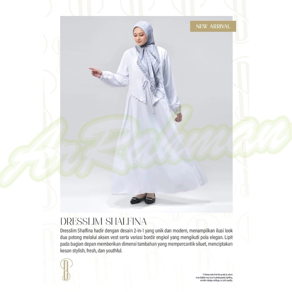 DISKON Rabbani - Dresslim Shalfina Gamis Putih Panjang Wanita Ar-Rahman.Shop