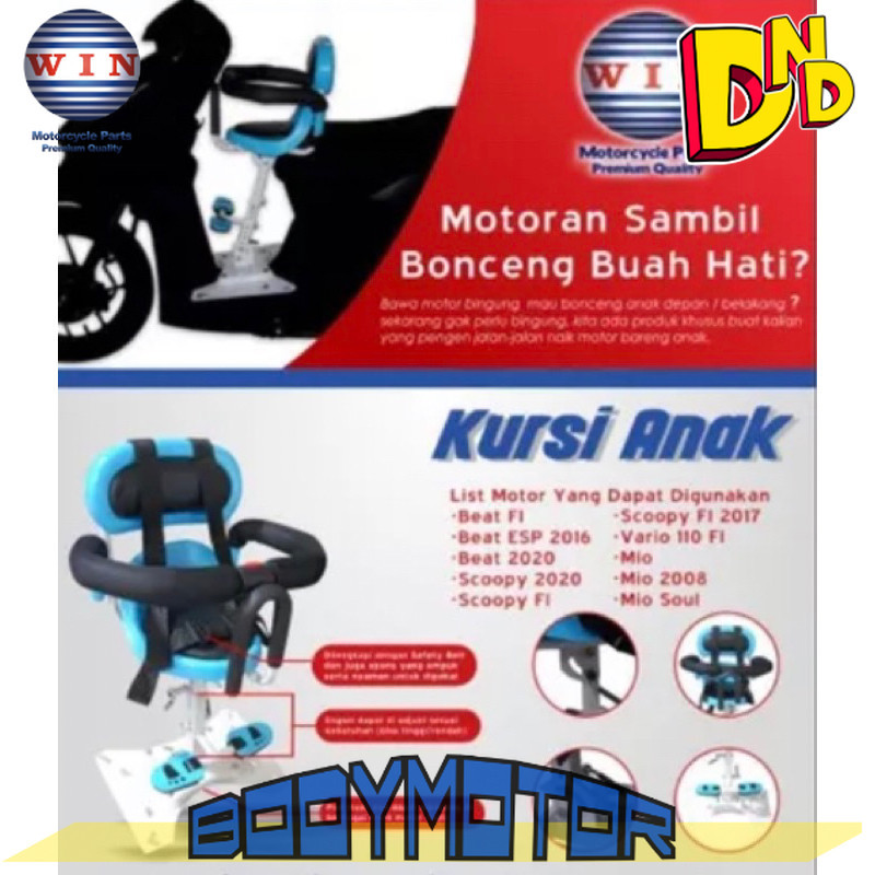Kursi Boncengan Anak untuk Motor Matic WIN | jok bonceng duduk depan bayi / portable baby chair deng