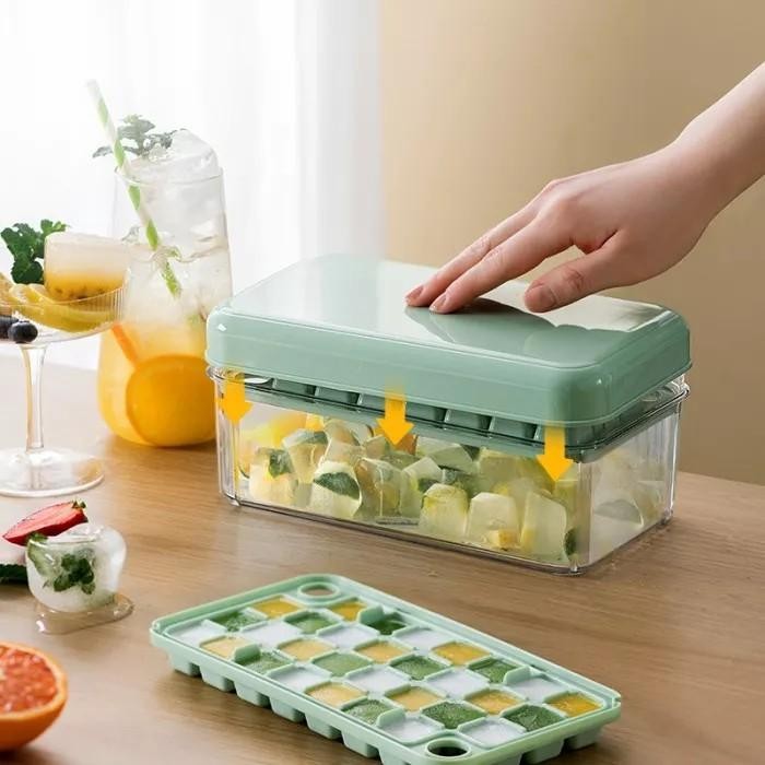 Cetakan Es Batu Sekop Press 28 Tray Silikon Model Tekan Wadah Box - Type A, 1 tray