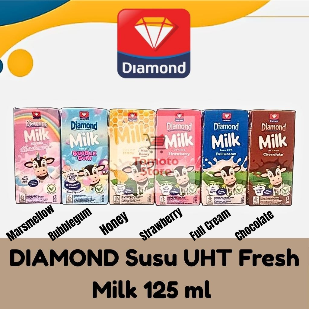 

✨ TOMOTOSTORE ✨ DIAMOND Susu UHT Full Cream Fresh Milk 125 ml Chocolate | Strawberry | Bubblegum | Honey | Marshmallow