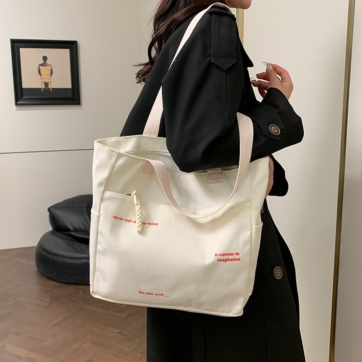 Tas Wanita Import Fashion Tas Tote Bag Kanvas Tas Kuliah Tas Besar Kapasitas