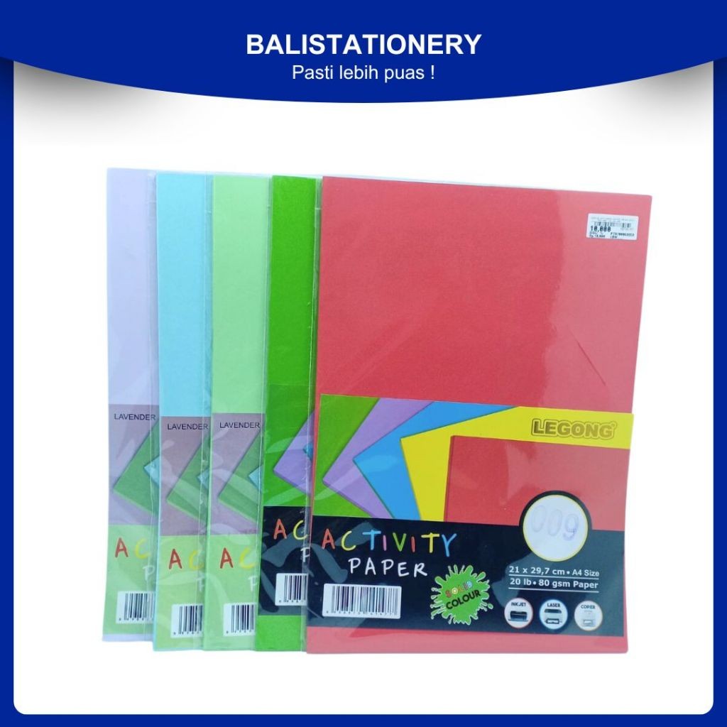 

Kertas HVS warna Legong A4 80 gsm isi 20 lbr