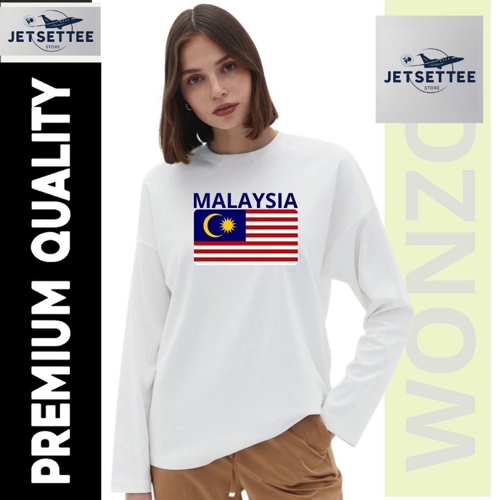 Kaos Oleh Oleh Malaysia Kuala Lumpur T-Shirt Cotton Combed - Lengan Panjang SOUVENIR PREMIUM GIFT Je