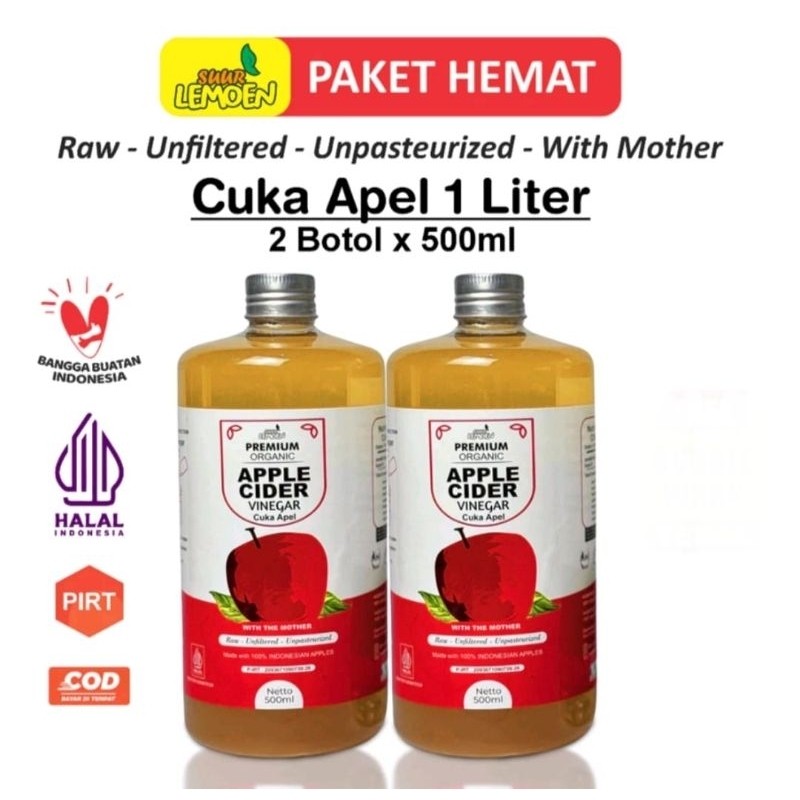 

NEW CUKA APEL 1 LITER APPLE CIDER VINEGAR PREMIUM ORGANIK WITH THE MOTHER PREMIUM