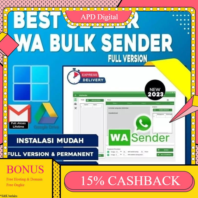 Tools Broadcast WA Bulk Sender PRO TERBAIK Original versi Komputer APD