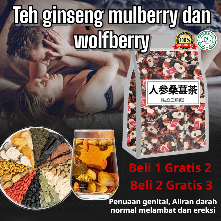 

✨Beli 1 Gratis 1✨【 Vitalitas yang Melonjak】 / Teh Ginseng Mulberry Wolfberry 5g*30 bungkus / Teh Herbal Ginseng & Goji Berry / Teh Pemulihan untuk Begadang / Meningkatkan Warna Kulit /Teh Begadang Memperbaiki Warna Kulit
