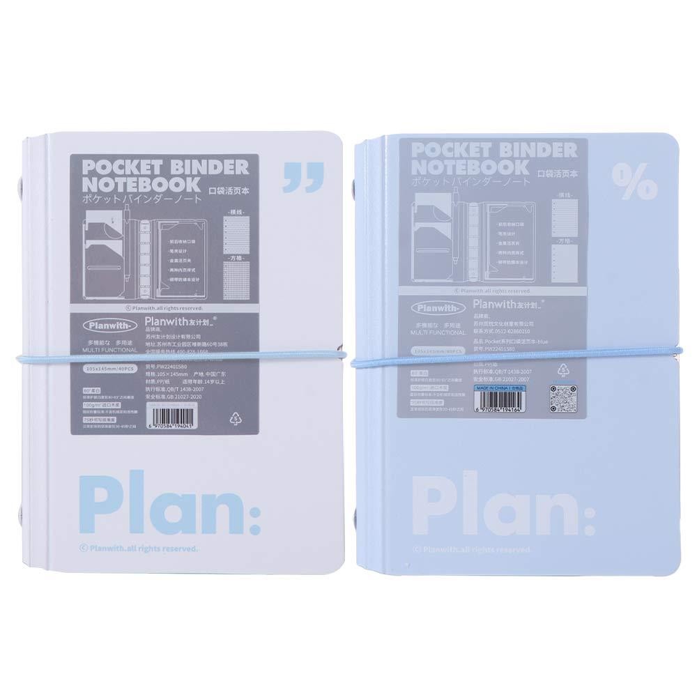 

Practical 44 Sheets Mini Pocket Notebook 6 Ring Loose Leaf Waterproof Cover Portable Handbook Mini White Blue Diary Book Gifts