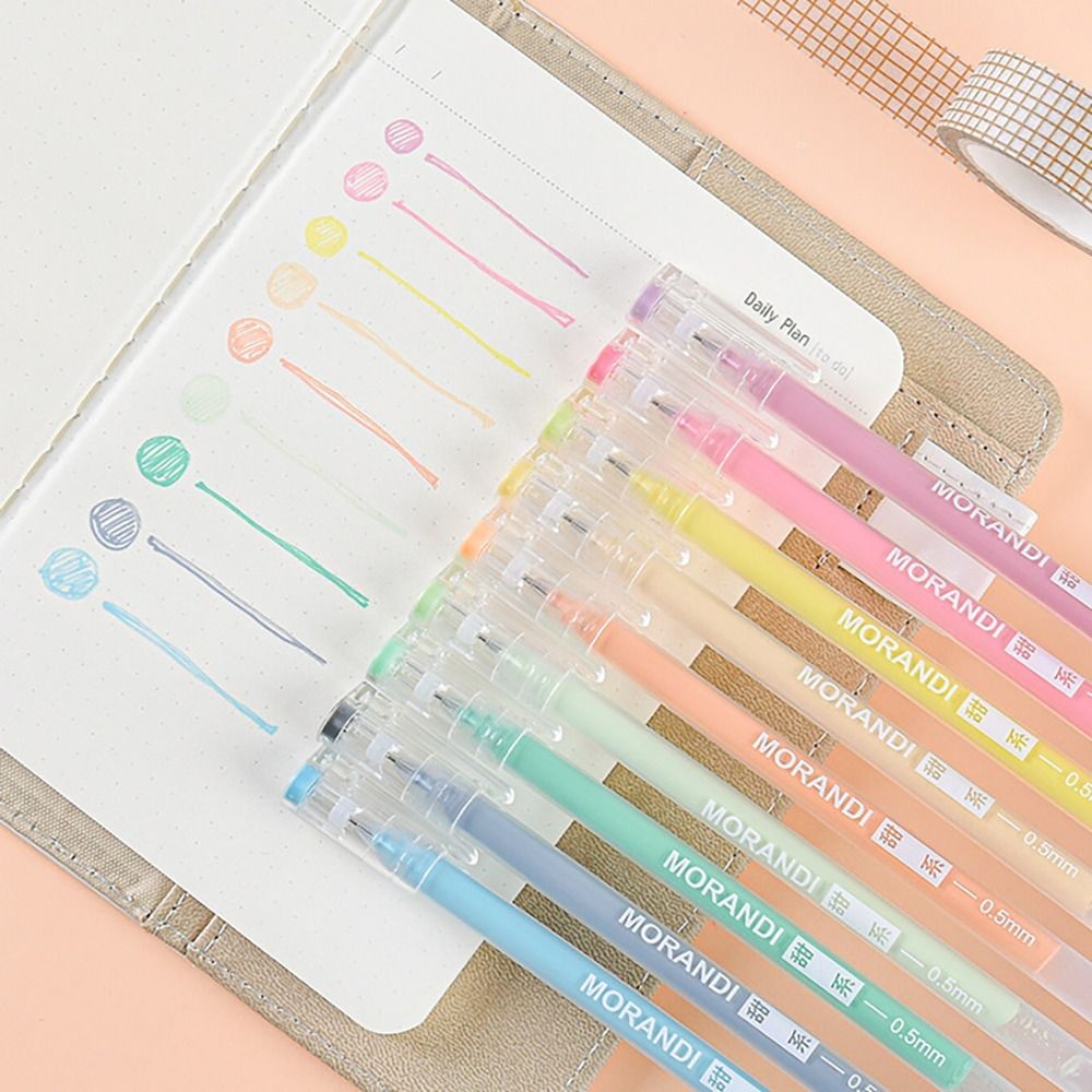 

9Pcs Multi-Color Gel Pen Large-Capacity Color Mark Pens Quick Drying Highlighter Hand Accounting Pen Set Student Marker Pen