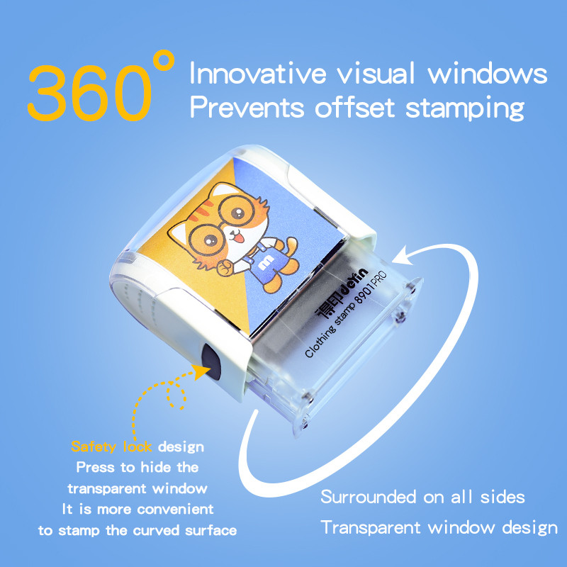 

Children's gradient color clothing name stamp 2024 upgraded waterproof washable embroidery automatic flip back ink stamp